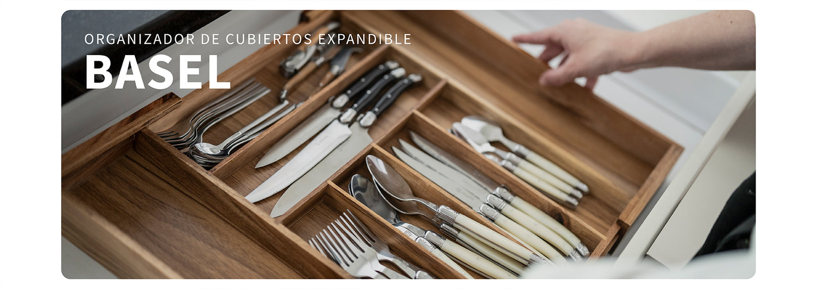 Organizador Cubiertos Expandible Madera Acasia Basel Simplit