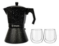 Pack Cafetera Italiana 4 Tazas + Set 2 Tazas Expreso 80 ml Simplit