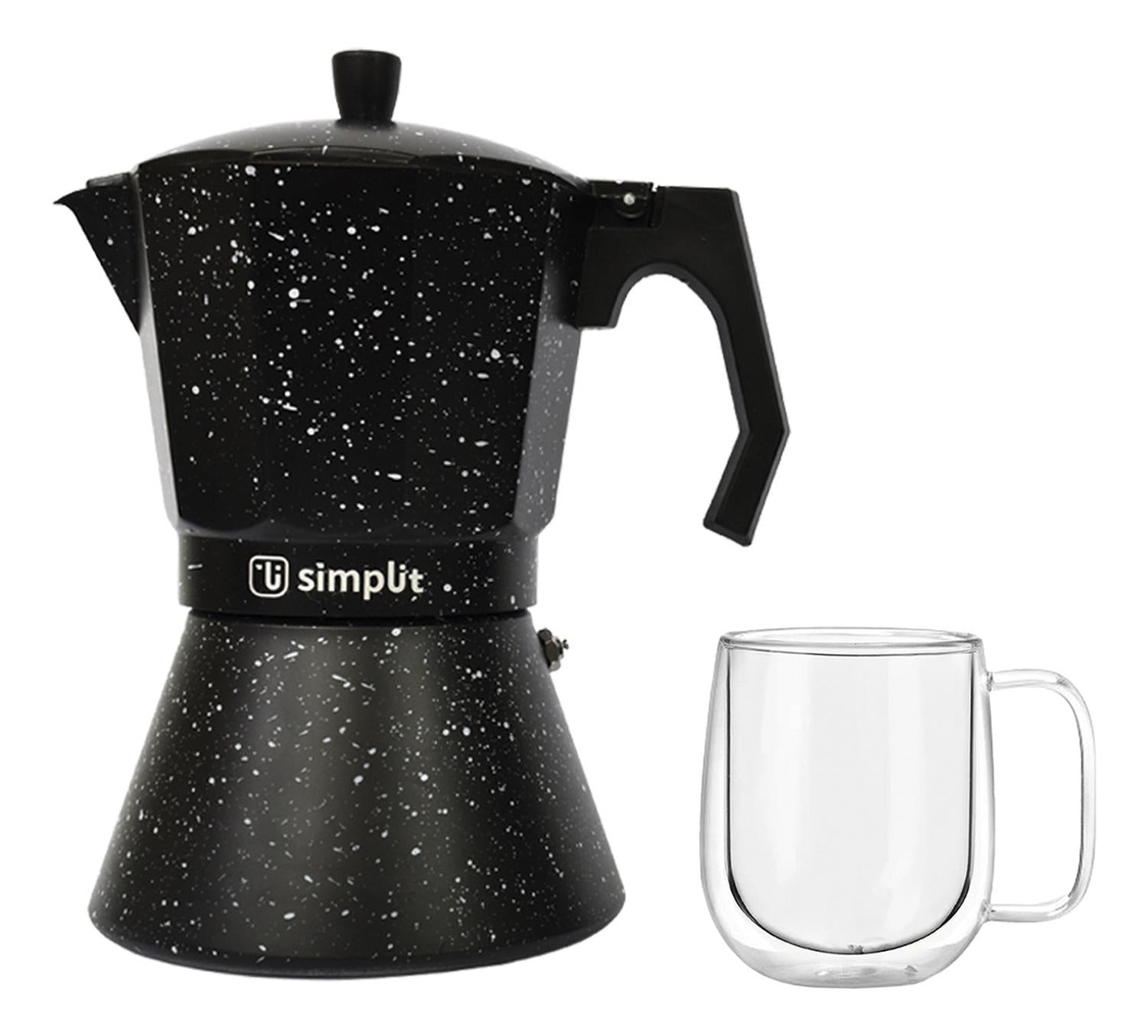 Pack Cafetera Italiana 12 Tazas + Taza Doble Pared 300 ml Simplit