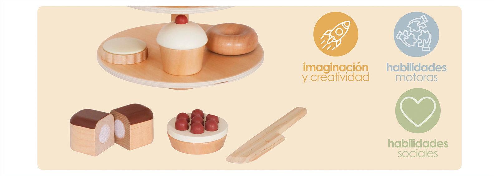 Set Juego Pastelería Corta Postre Infantil Niño Madera Bandú