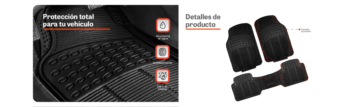 Alfombra Piso de Goma para auto Universal 3 piezas Xroad