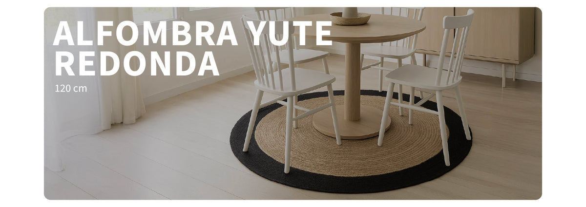 Alfombra de Yute Redonda con Borde Negro 120 cm Atmosphera