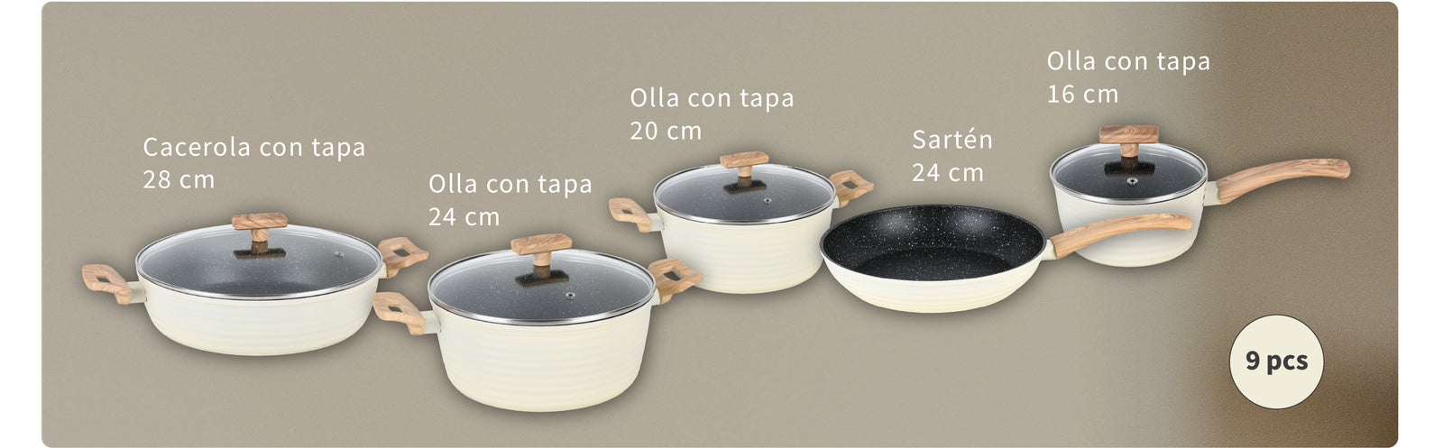 Bateria de Cocina Savannah + Set de Cuchillos Holz Simplit