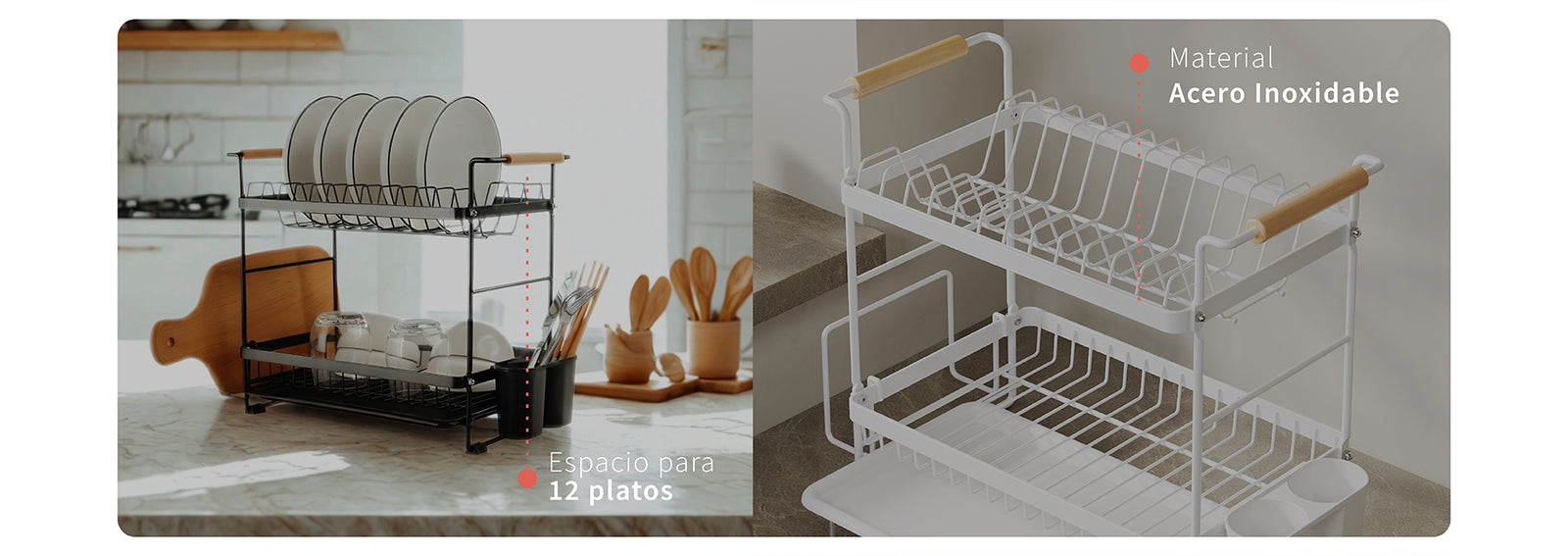 Secaplatos Escurridor Acero Inox Bilbao 2 Niveles