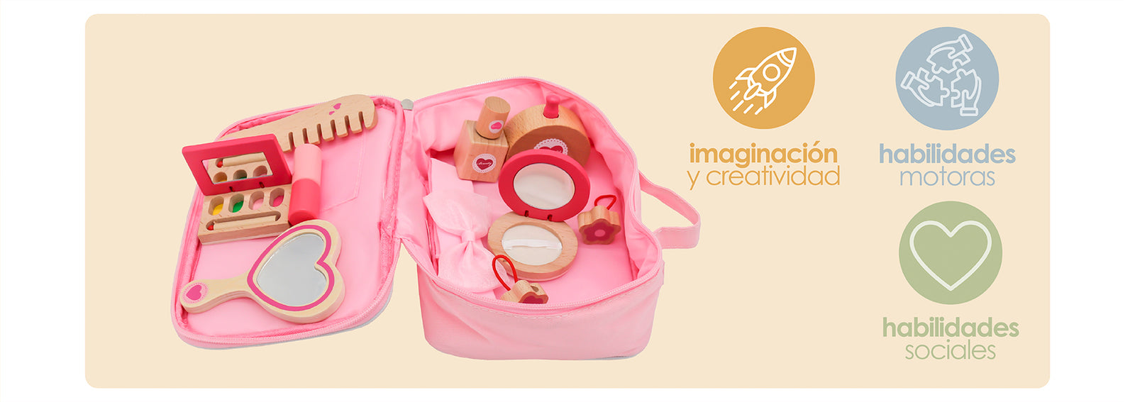 Juego de Maquillaje Set Belleza de Roll Niños Madera Bandú