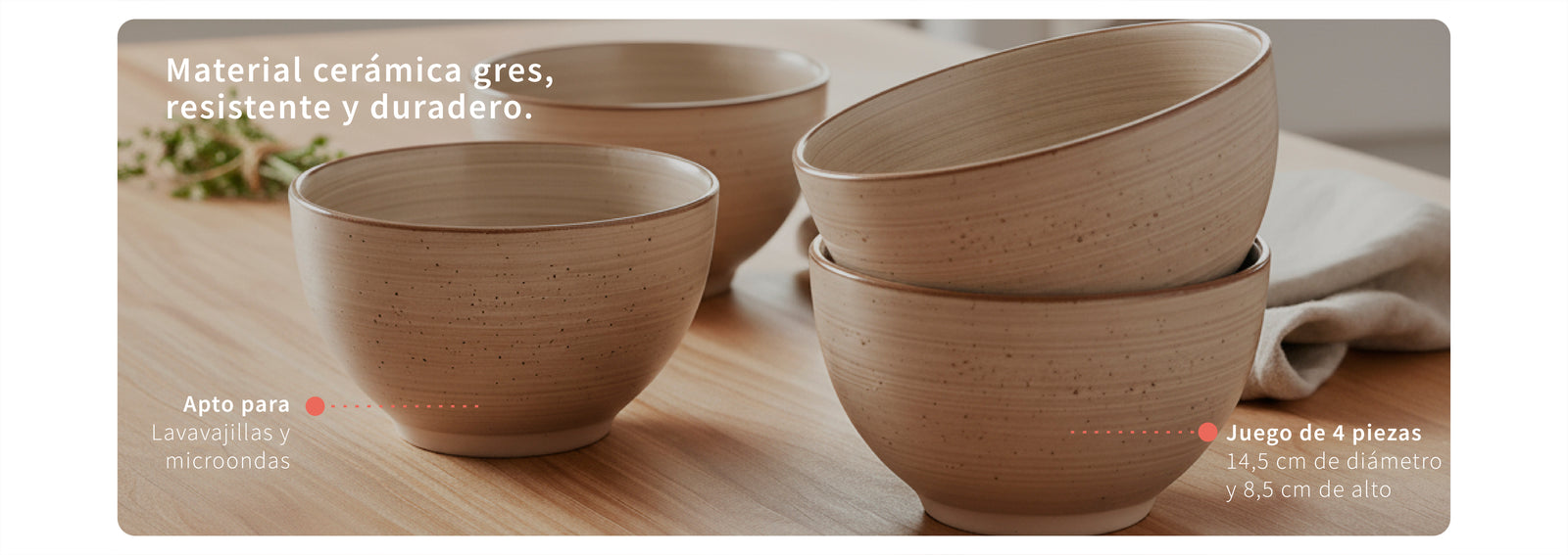 Set 4 Bowls Cerámica 8,5cm Siena Simplit
