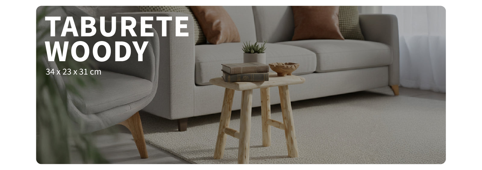 Taburete De Madera Woody Natural Atmosphera