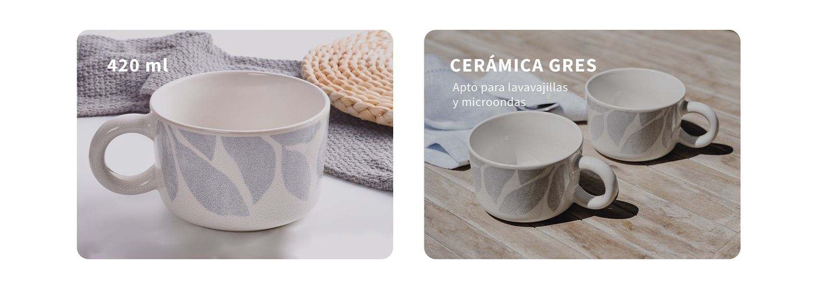 Set 4 Tazas Cerámica 420 ml Palermo Simplit