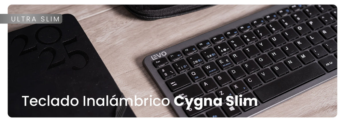 Teclado Slim Cygna + Mouse Slim Velar Grafito LEVO