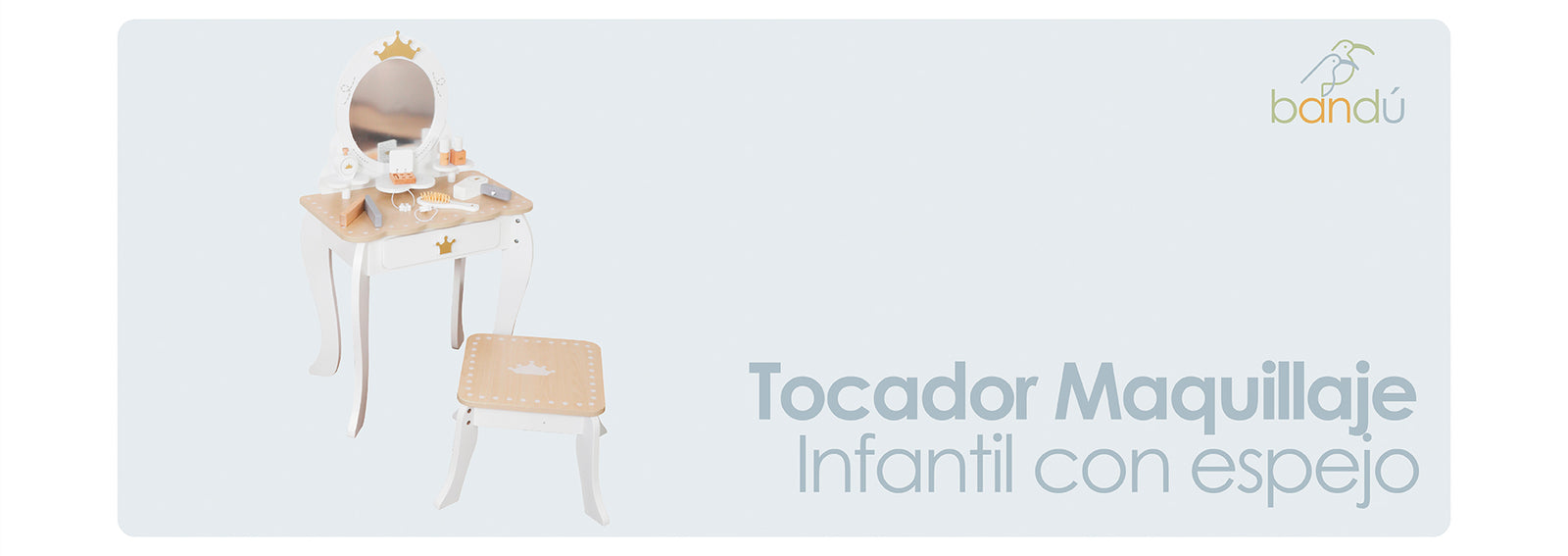 Tocador Infantil Para Niñas Espejo Maquillaje Madera Bandú