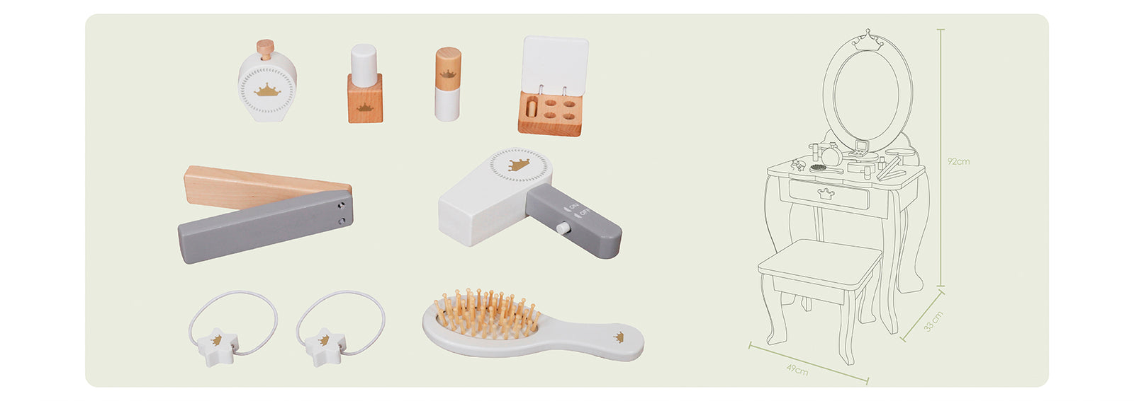 Tocador Infantil Para Niñas Espejo Maquillaje Madera Bandú