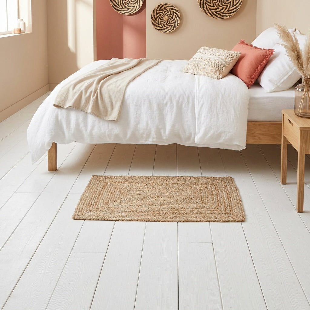 Alfombra Yute Natural 60x90cm dimensiones con pie comparativa — Atmosphera Francia