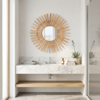 Espejo Jane Ratán 76cm ambiente baño minimalista Atmosphera