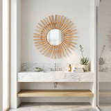 Espejo Jane Ratán 76cm ambiente baño minimalista Atmosphera