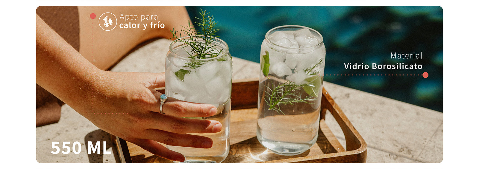 Set 2 Vasos Vidrio Borosilicato 550 ml Simplit