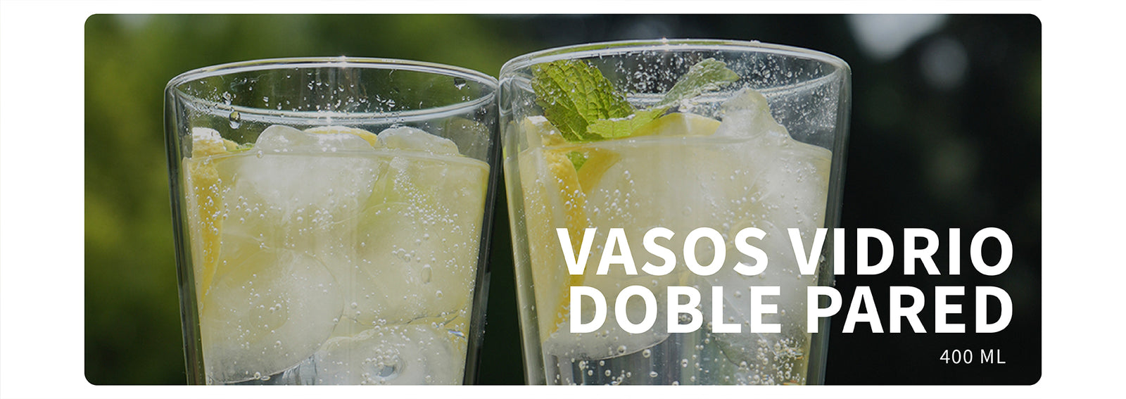Set 4 Vasos Vidrio Doble Pared 400 ml Simplit