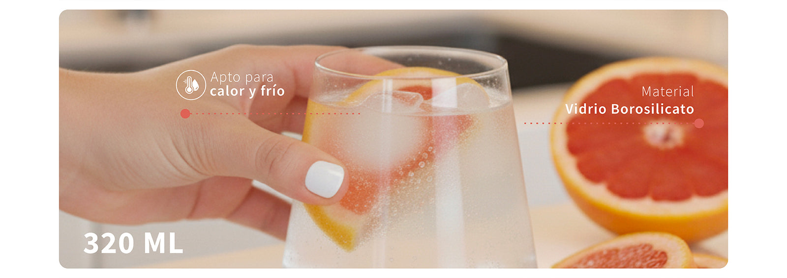 Pack 4 Vasos de Vidrio Estilo Japonés 320 ml Simplit