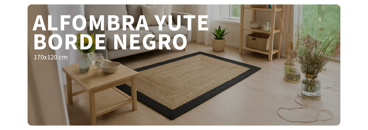 Alfombra de Yute con Borde Negro 120x170 cm Atmosphera