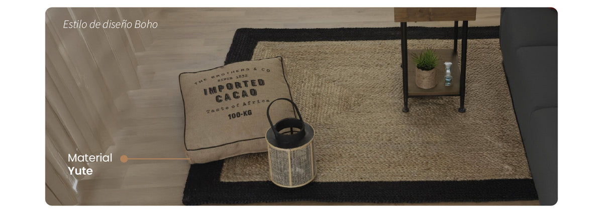 Alfombra de Yute con Borde Negro 120x170 cm Atmosphera