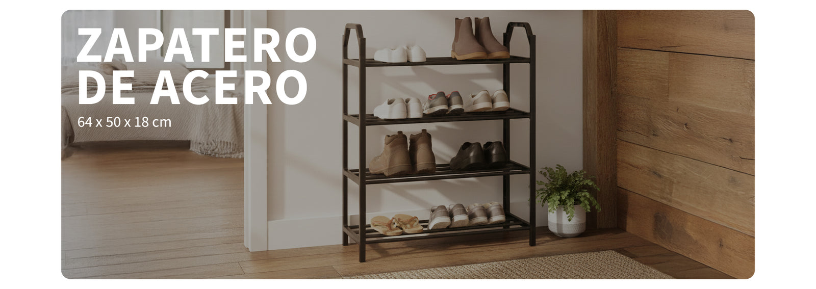 Zapatero Organizador de Acero para Clóset Negro Atmosphera