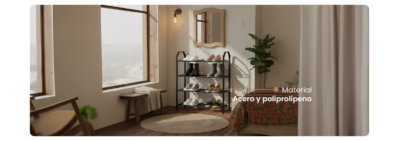 Zapatero Organizador de Acero para Clóset Negro Atmosphera