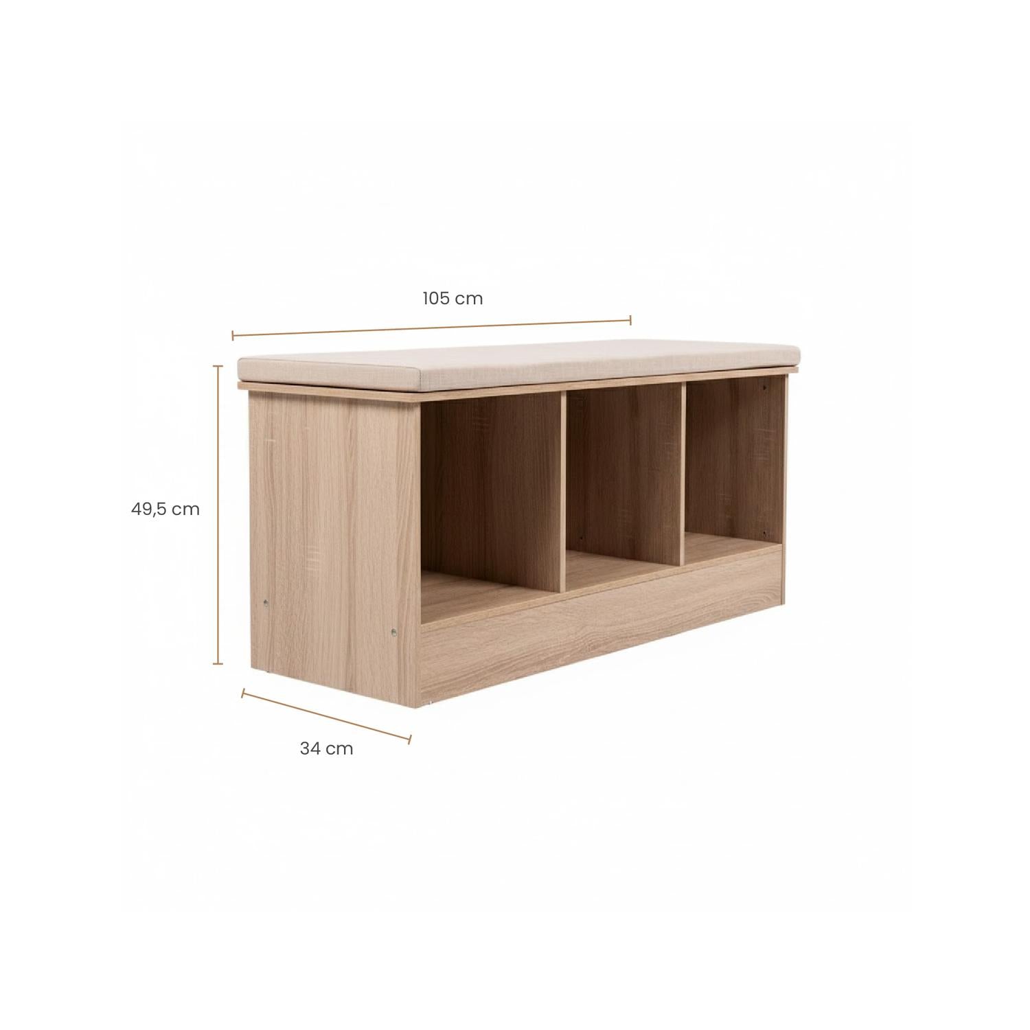 Banca Madera Mix 5Five dimensiones técnicas 105×49.5×34 cm — 5Five Francia