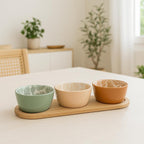 Set de Aperitivo con 3 Posillos y Tabla de Bamboo SecretDeGourmet