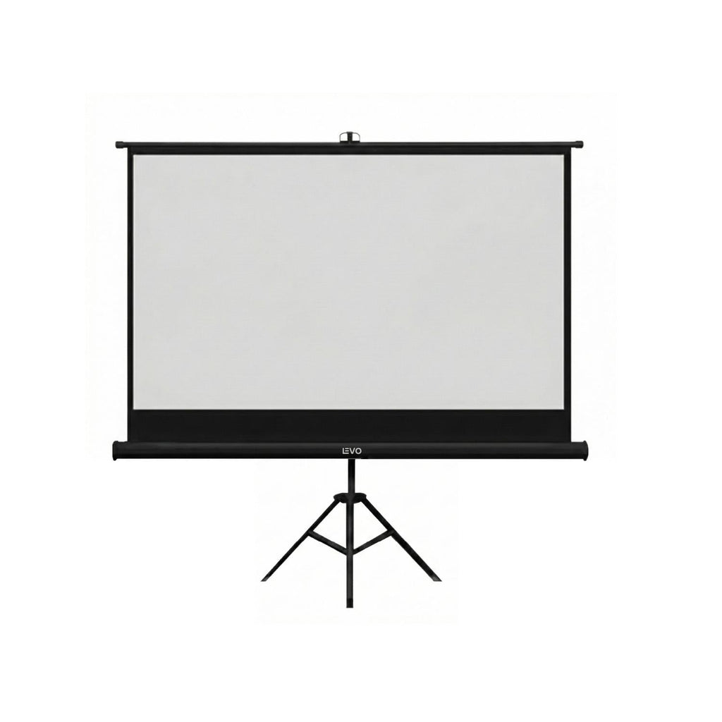 Negro / 80" · Telón para proyector LEVO 80" marco negro con trípode