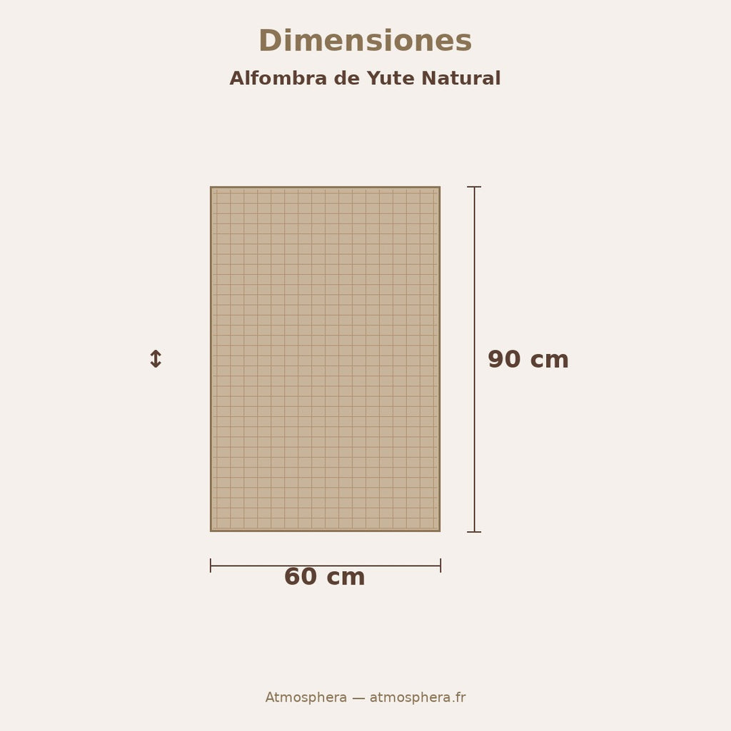 Alfombra Yute Natural 60x90cm dimensiones 60x90cm con escala — Atmosphera Francia