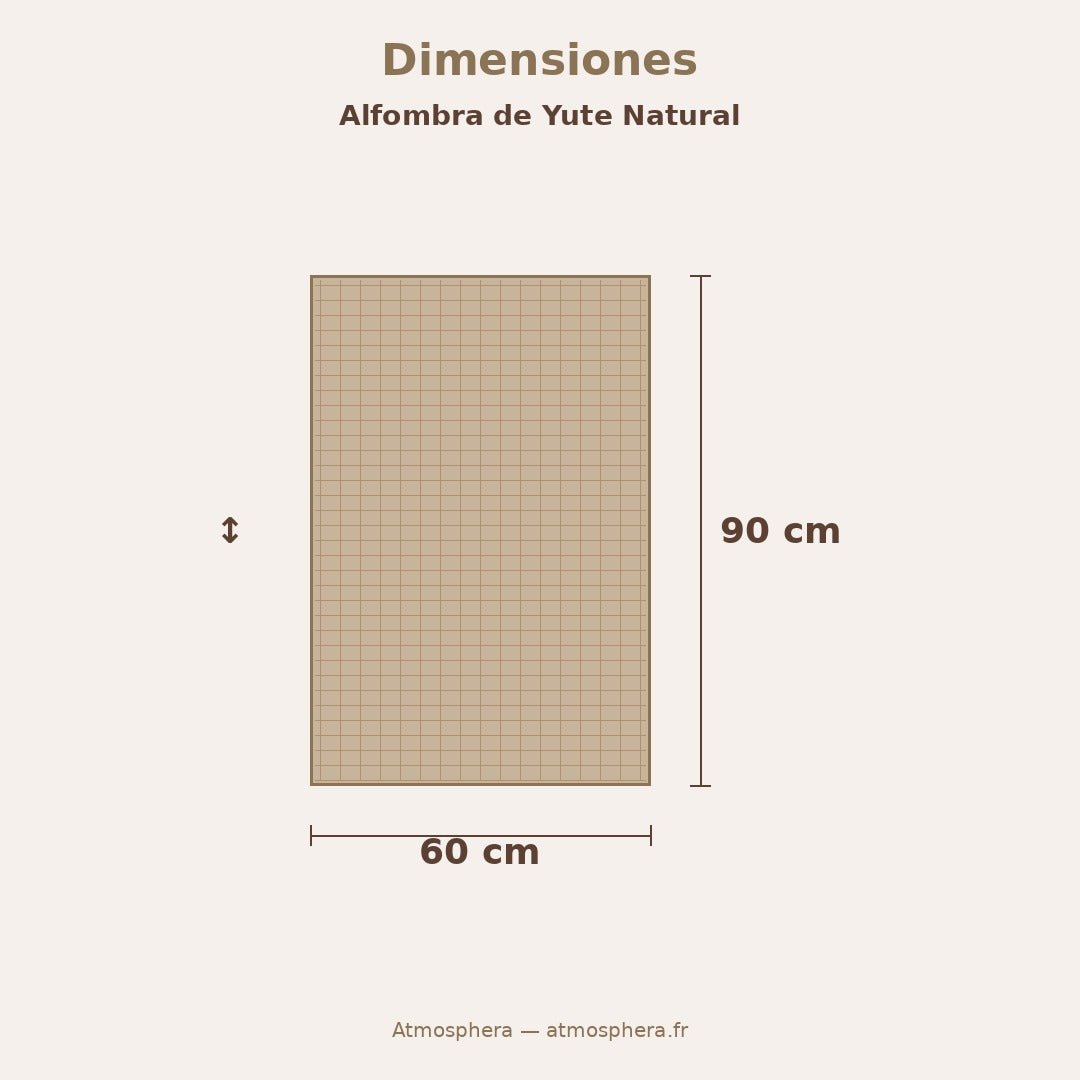 Alfombra Yute Natural 60x90cm dimensiones 60x90cm con escala — Atmosphera Francia