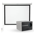 Proyector Portátil Halo 9000lm + Telón Electrico 100" LEVO