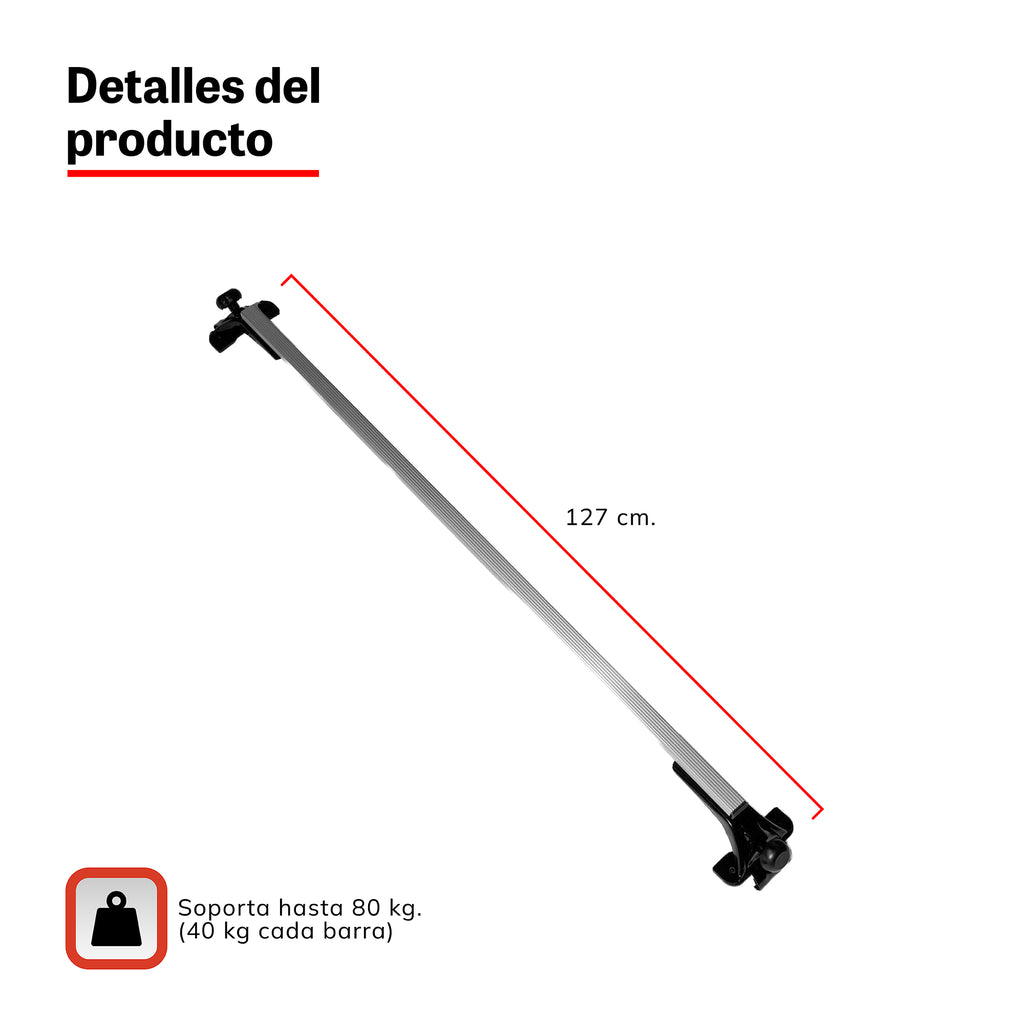 Barra portaequipaje Xcross Xroad de 127 cm, soporta hasta 80 kg