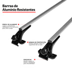 Detalle de las barras de aluminio Xcross: perfil de aluminio, gomas de protección y enganche