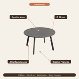 Mesa Terraza Redonda Metal Gráfito D. 50 X 45 cm Atmosphera