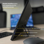 LEVO NexView 15.6 — infografía compatibilidad y conectividad USB-C y HDMI