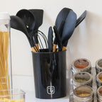 Set 12 Utensilios De Cocina Silicona Negro Simplit