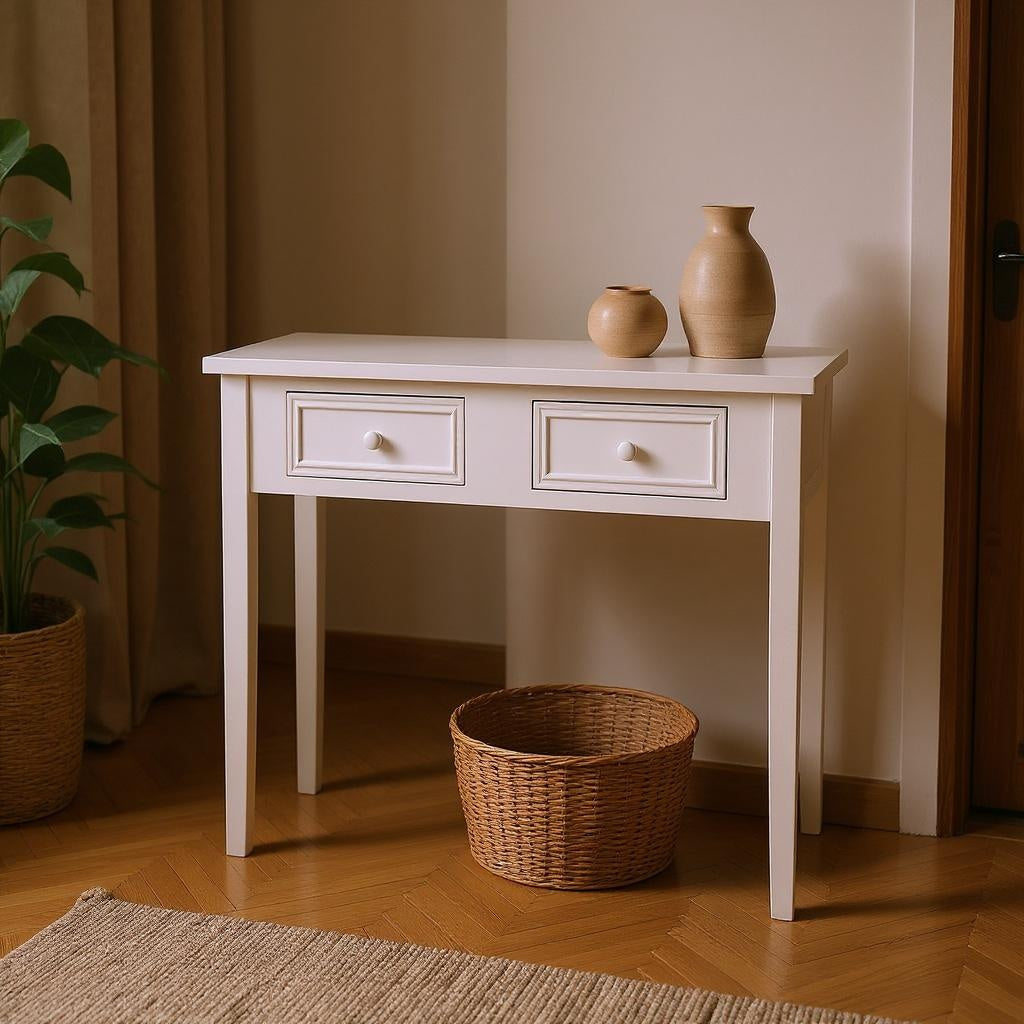 Arrimo Charme 80 blanco marfil en entrada con planta - Atmosphera Francia