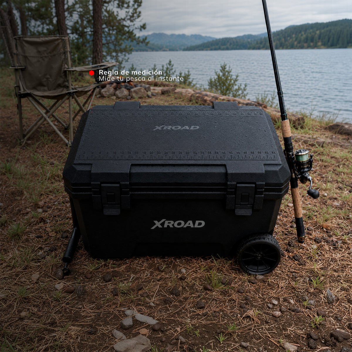 Cooler Xroad 50L: regla de medición en la tapa para medir tu pesca