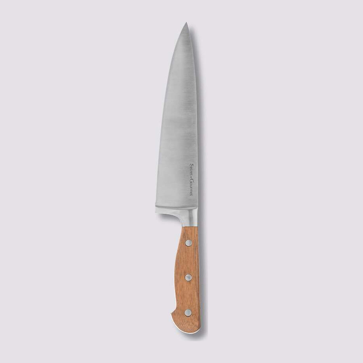 Cuchillo chef de acero inoxidable con mango de madera de acacia, marca Secret de Gourmet