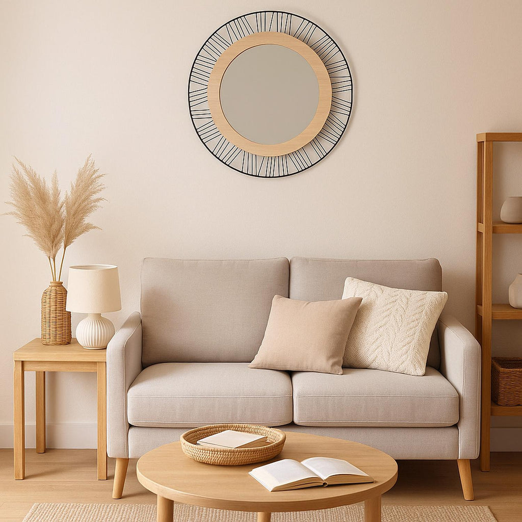 Espejo Redondo Joe 45cm Metal MDF vista 3 - Atmosphera Francia