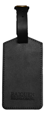 Identificador Para Equipaje Cuero Negro Hecho a Mano Raiquen
