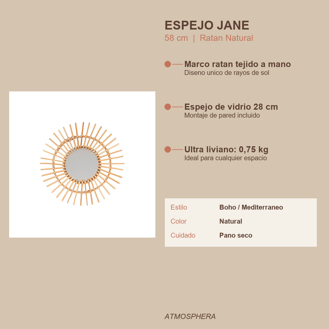 Espejo Jane Ratan - Caracteristicas