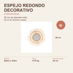 Espejo Jane Ratan - Dimensiones 58cm