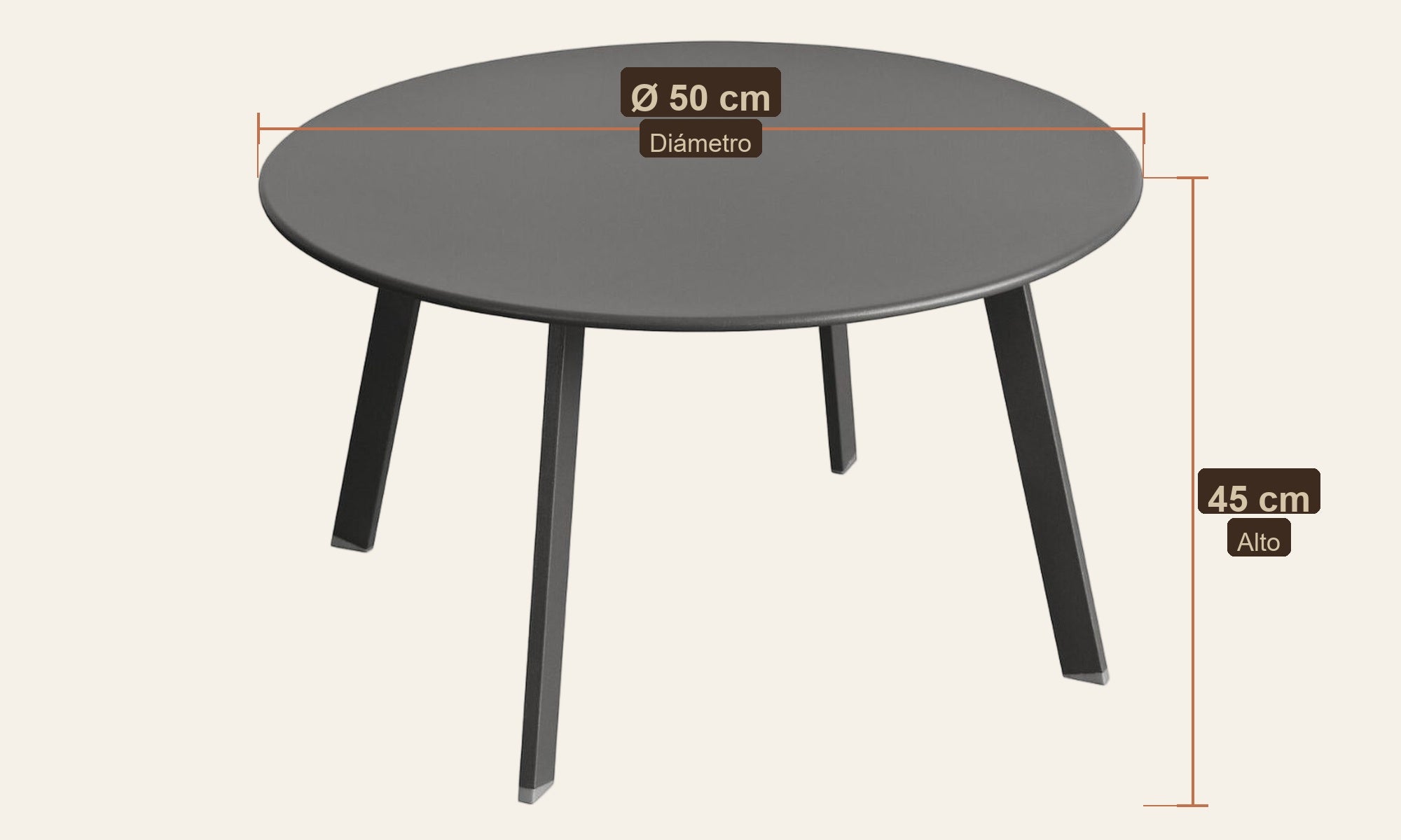 Dimensiones Mesa Terraza Redonda D50cm - Atmosphera