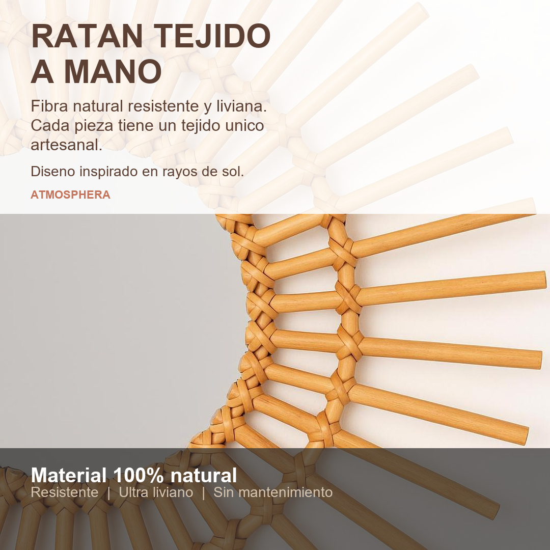 Espejo Jane Ratan - Material Ratan Tejido a Mano