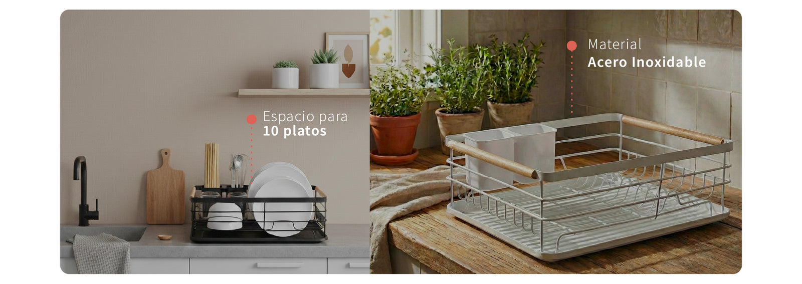 Secaplatos Escurridor 1 Nivel Acero Inox Negro Simplit