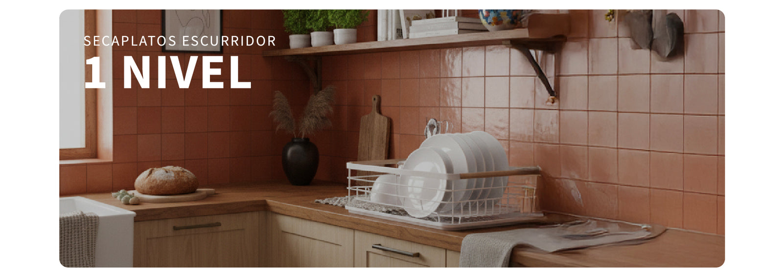 Secaplatos Escurridor 1 Nivel Acero Inox Negro Simplit