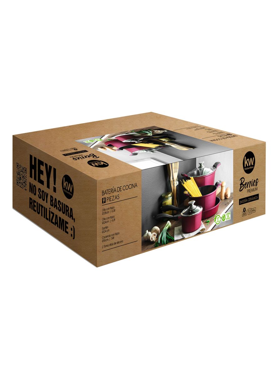 Batería de Cocina Cerámica 9 Piezas Berries KitchenWare (Open Box)