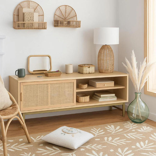 Rack para TV con Puerta de Junco Diseño Natural Atmosphera