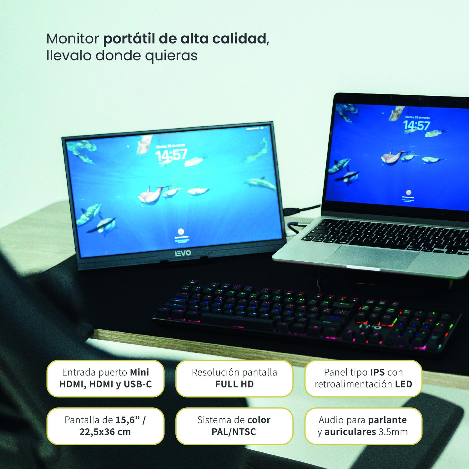 Monitor Portátil Gamer ViewGo 15,6" Full HD 1080P LEVO — foto 3
